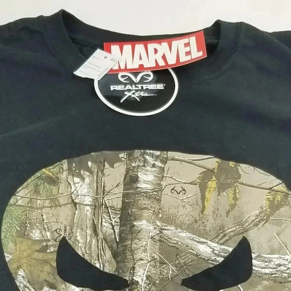 Marvel 2XL Young Men's Punisher Camo Skull Realtree Xtra Black Cotton Crew Teee - Picture 7 of 9